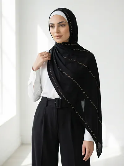 شال قطن لون اسود