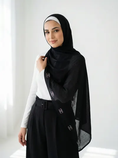 شال لايكرا لون اسود