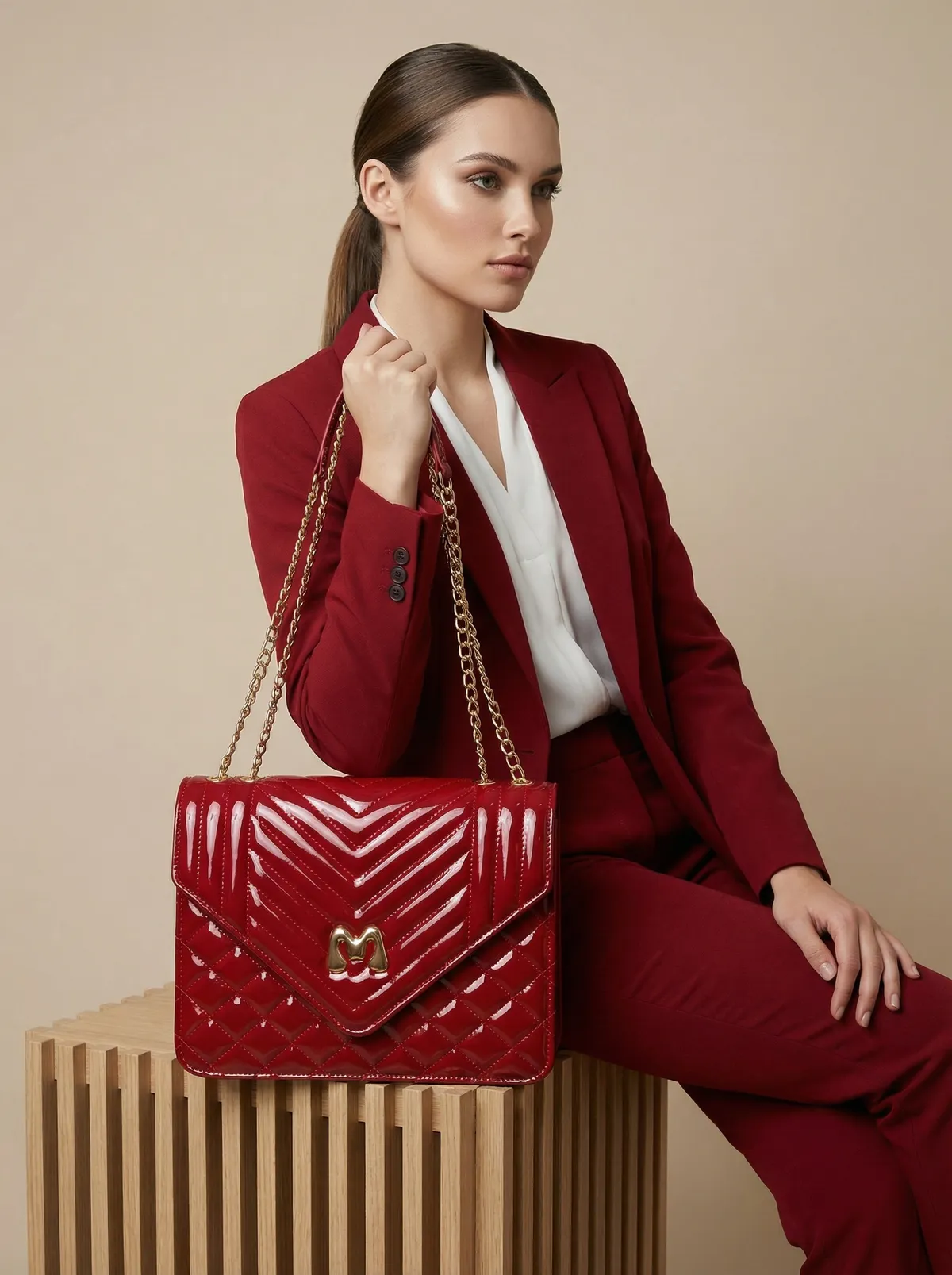 شنطة لون احمر