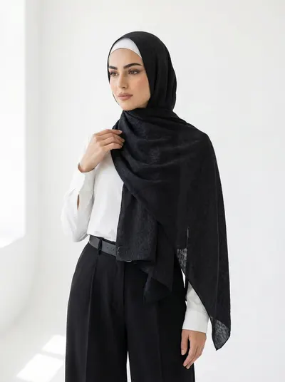 شال ستان لون اسود 