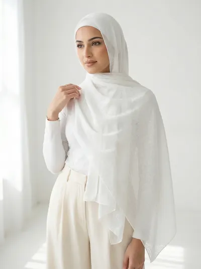 شال ستان لون ابيض