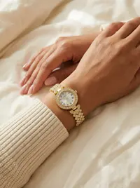 ساعة لون ذهبي  1