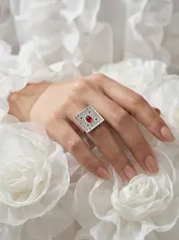 خاتم لون فضي عتيق 1