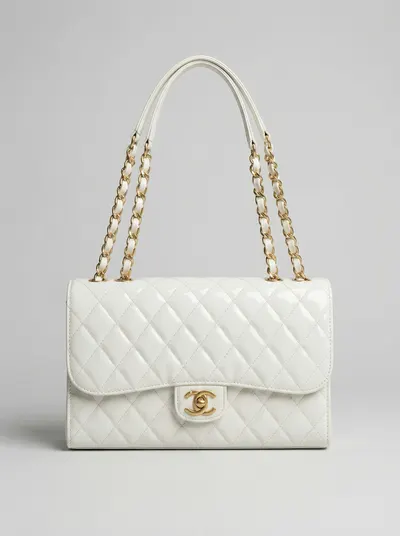 شنطة لون ابيض لمعة