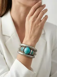 اسوارة لون فضي وتركواز 1